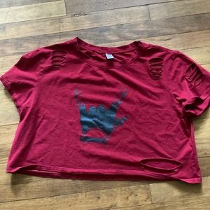 Cropped distressed Tee